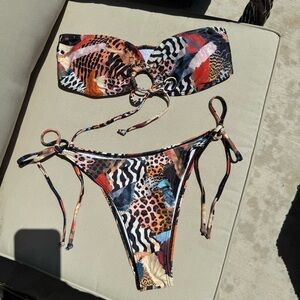 Multicolor Animal Print Bikini Set Medium- NWOT New